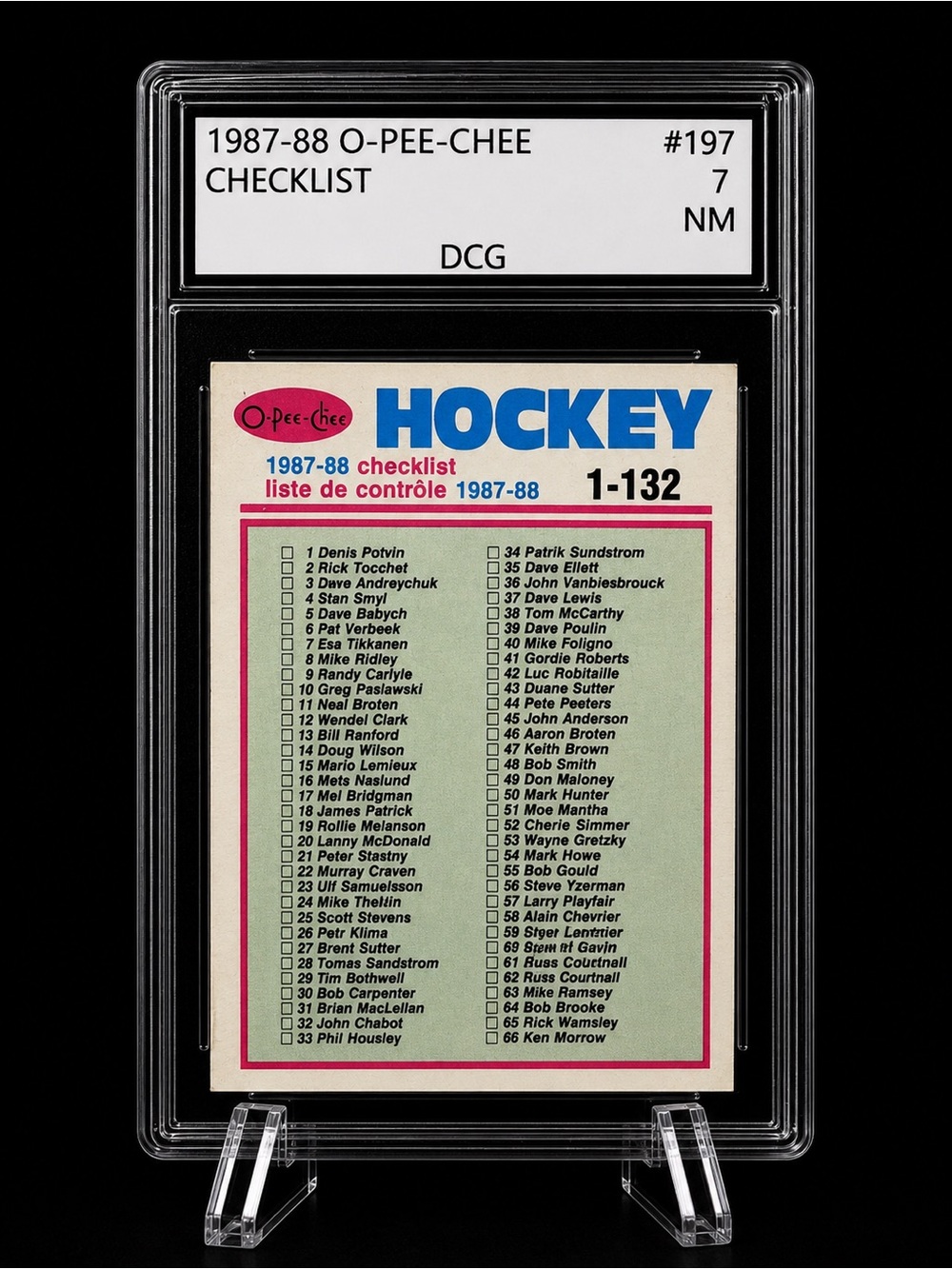 1987-88 Hockey NHL Checklist Card -